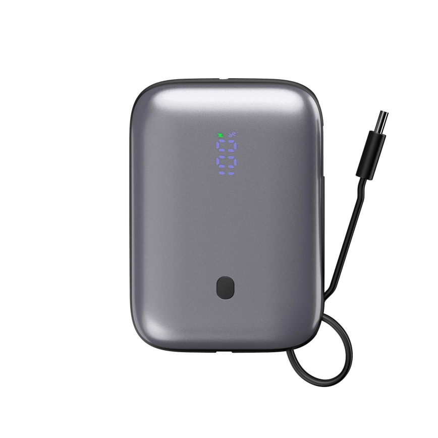 Laturi 10000 mAh 20W Power Delivery Compact sisäänrakennetulla sisäänvedettävällä USB-C-kaapelilla 1m musta
