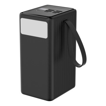 Laturi 70000 mAh 20W Power Delivery 4xUSB-A + 2xUSB-C kanssa LED-taskulamppu koukulla ja magneetilla ja USB-C kaapeli 1m musta