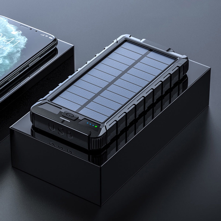 Laturi aurinkokennolampulla ja kompassilla 10000mAh 3,7V