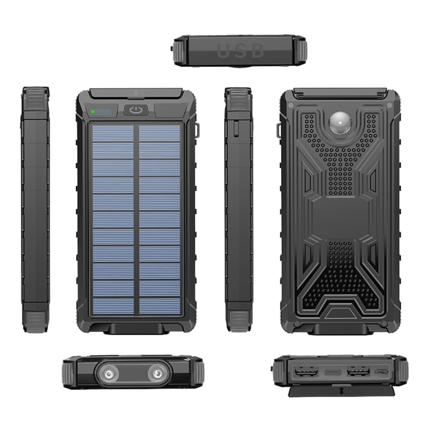 Laturi aurinkokennolampulla ja kompassilla 10000mAh 3,7V