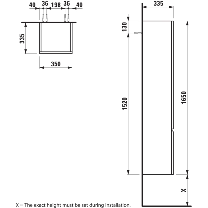 LAUFEN H4831220954791 - Kylpyhuonekaappi PRO 165 cm tammi