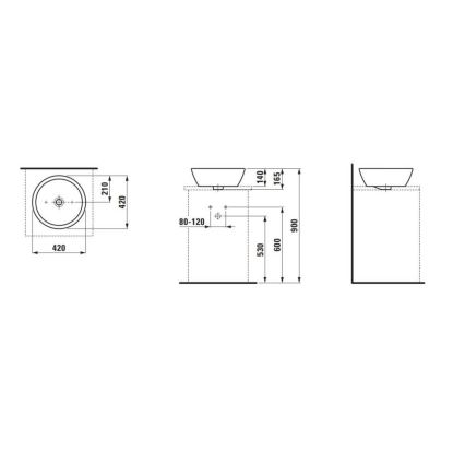 LAUFEN H8129620001091 - Työtasoallas PRO halkaisija 42 cm keramiikka/valkoinen