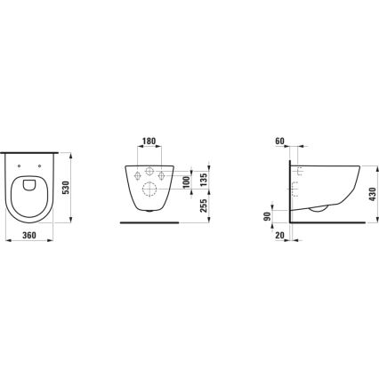 LAUFEN H8209664000001 - Seinään ripustettava wc PRO keramiikka/valkoinen
