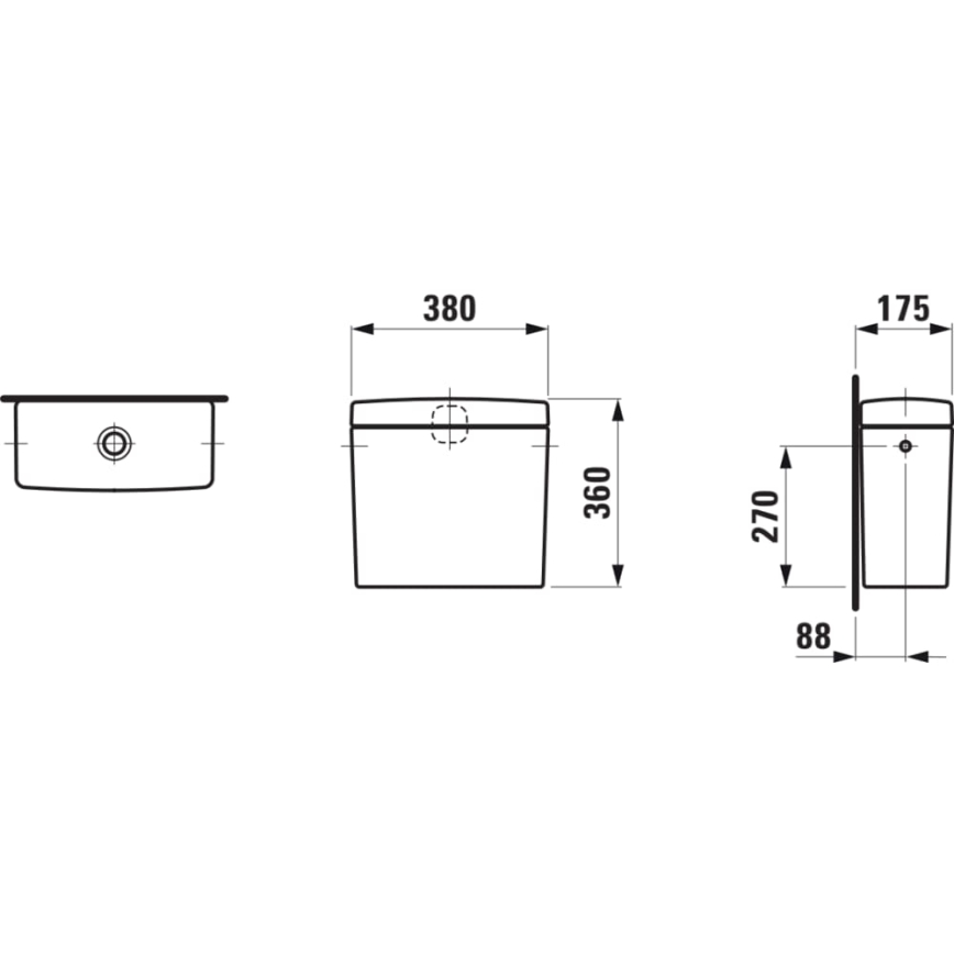 LAUFEN H8269520009721 - PRO-huuhtelusäiliö, sivuliitäntä, keraaminen/valkoinen