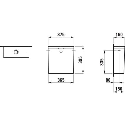 LAUFEN H8299520009721 - PRO-huuhtelusäiliö, sivuliitäntä, keramiikka/valkoinen