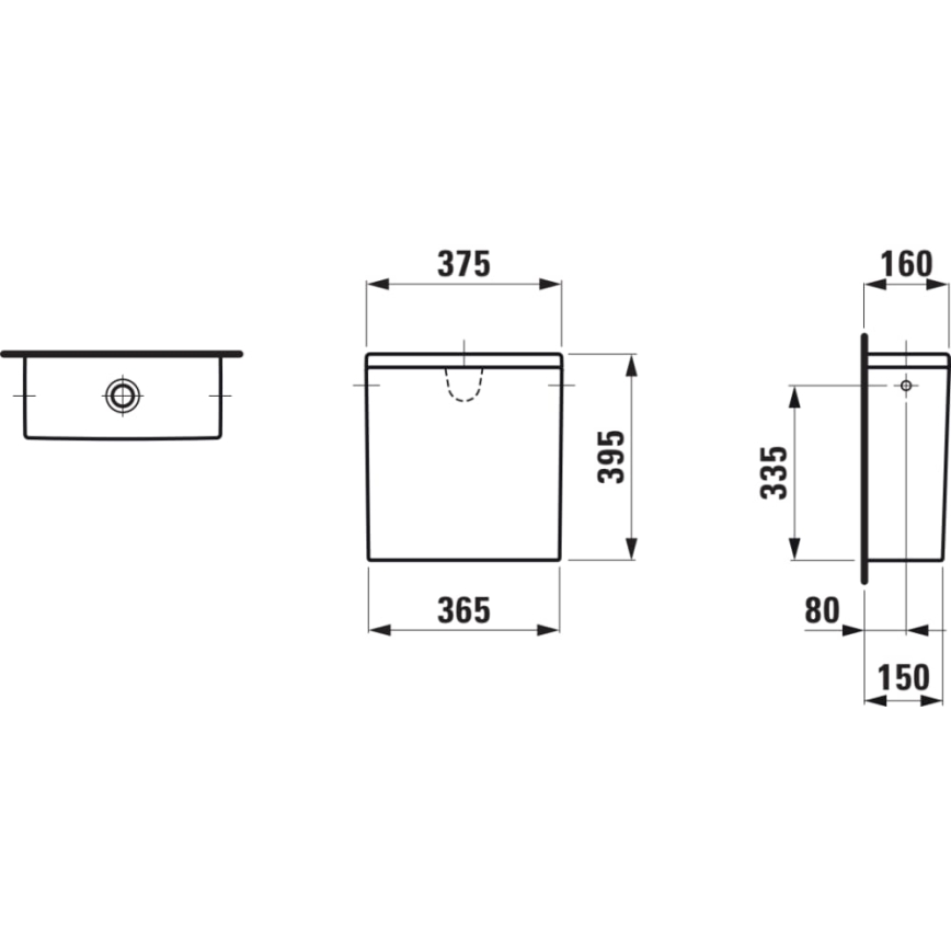 LAUFEN H8299520009721 - PRO-huuhtelusäiliö, sivuliitäntä, keramiikka/valkoinen