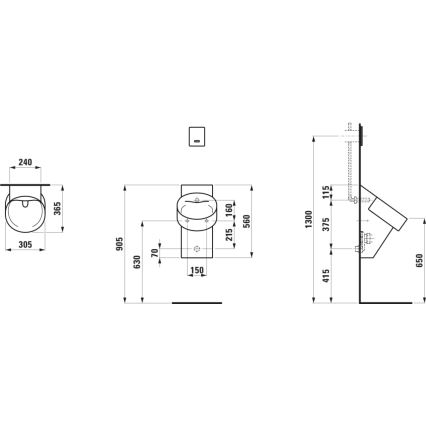 LAUFEN H8402857160001 - Pisuaari VAL, takasyöttö, takaviemäri, keramiikka/mattamusta