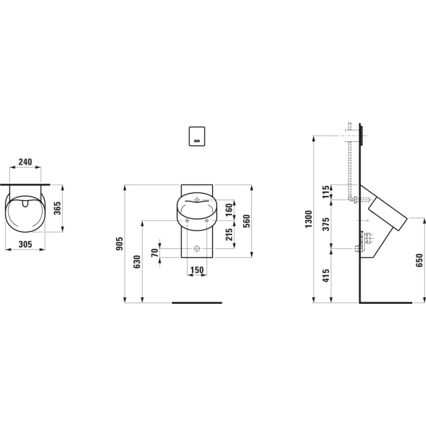 LAUFEN H8402857160001 - Pisuaari VAL, takasyöttö, takaviemäri, keramiikka/mattamusta