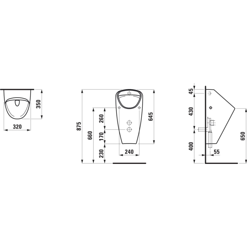 LAUFEN H8410610000001 - Pisuaari CAPRINO sisäinen sisääntulo, takapoisto, keramiikka/valkoinen