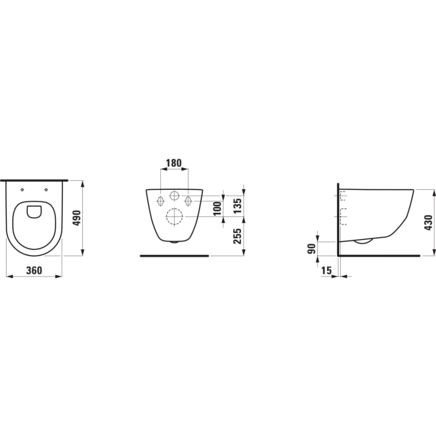 LAUFEN H8669550000001 - Seinään asennettava WC PRO keramiikka/valkoinen + SoftClose-istuinkansi PRO duroplasti/valkoinen