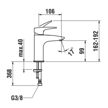 LAUFEN HF500702428000 - Altaan hana LAURIN 16,2 cm titaani matta musta
