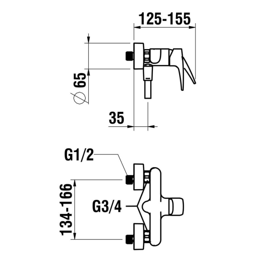 LAUFEN HF500750100600 - Suihkusetti hanalla LAURIN kiiltävä kromi