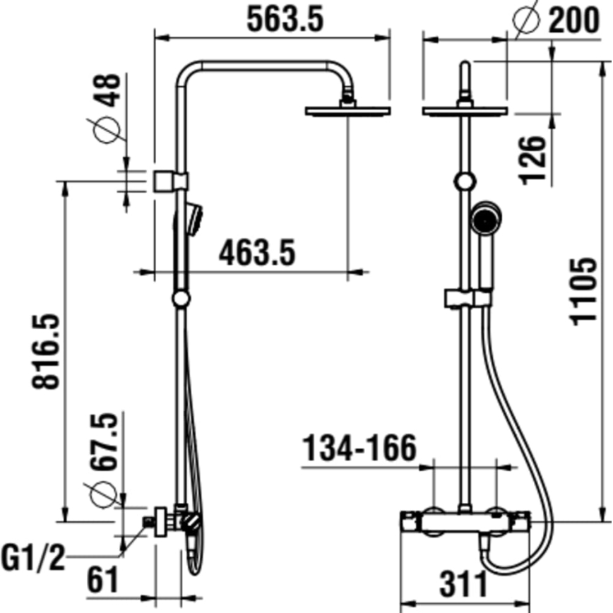 LAUFEN HF500957100600 - Suihkusetti termostaattisella hanalla CITYPRO kiiltävä kromi