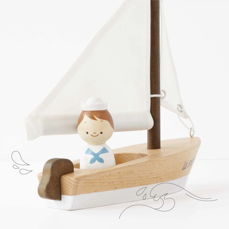Le Toy Van - Puinen purjevene kapteenilla pyökki