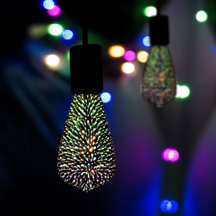 LED 3D koristepolttimo FILAMENT ST64 E27/3W/230V 3000K