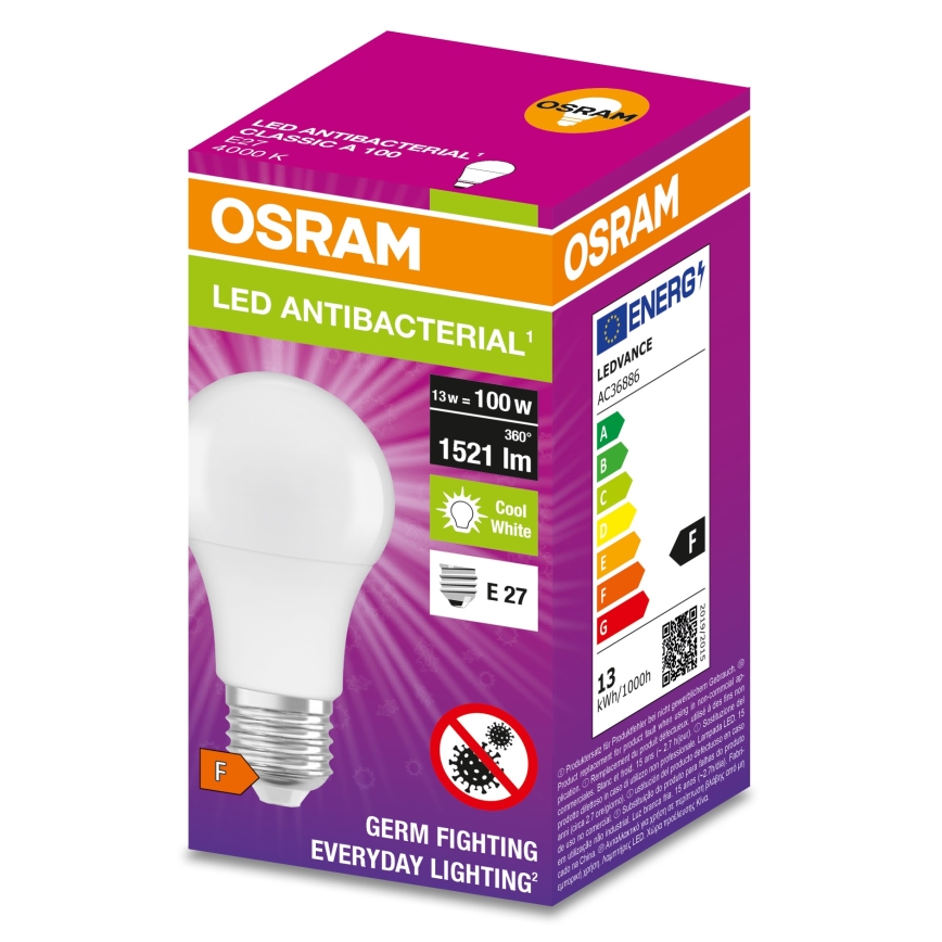 LED Antibakteerinen polttimo A100 E27/13W/230V 4000K - Osram