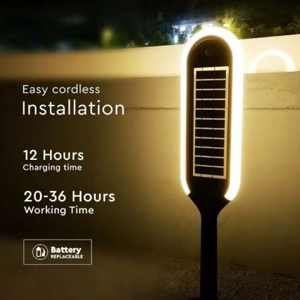 LED Aurinkennolamppu liike- ja hämärätunnistimella BOLLARD LED/5W/5,5V IP65 3000K 70cm