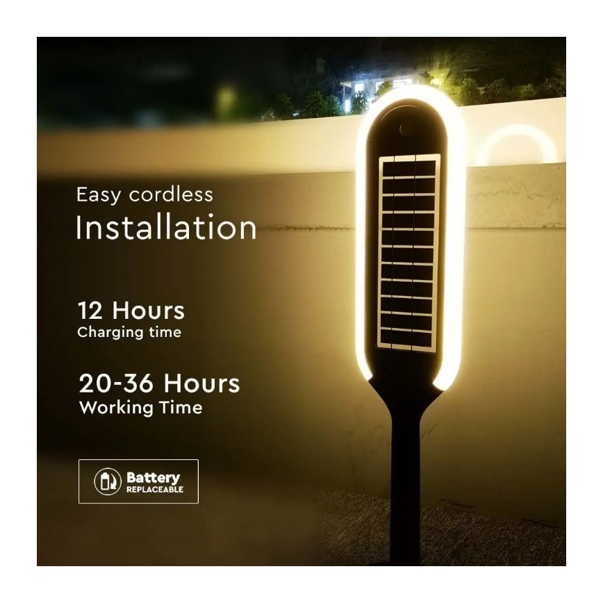 LED Aurinkennolamppu liike- ja hämärätunnistimella BOLLARD LED/5W/5,5V IP65 3000K 70cm