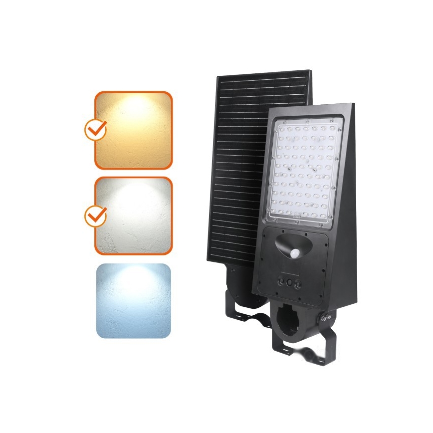 LED himmennettävä aurinkokäyttöinen katulamppu anturilla STREET LED/30W/9,6V 3000/4000K 6000 mAh IP65 + kauko-ohjain