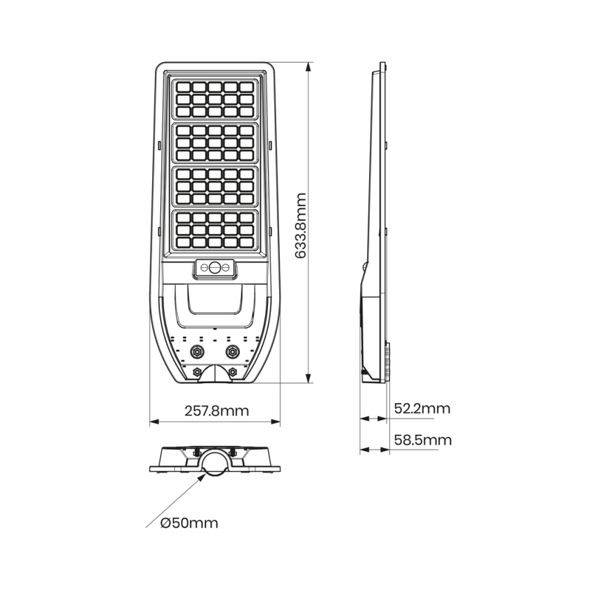 LED aurinkokatuvalaisin VIA 150W/15000 mAh 3,2V 6000K IP65 + kaukosäädin