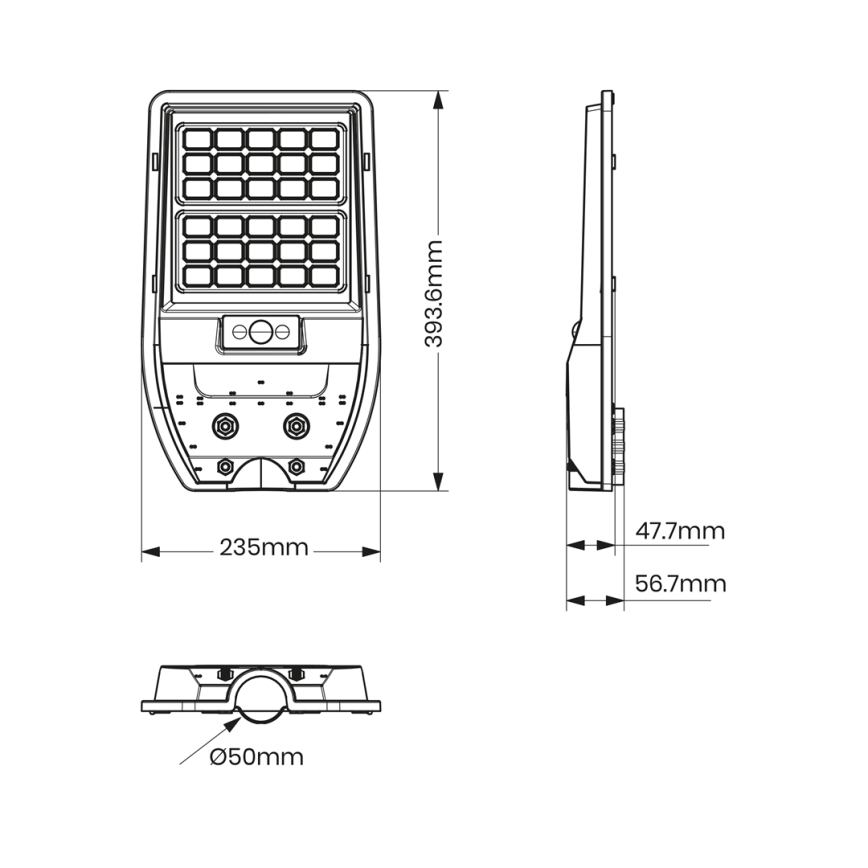 LED aurinkokatuvalaisin VIA 50W/5000 mAh 3,2V 6000K IP65 + kaukosäädin
