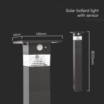 LED aurinkokennovalo anturilla LED/2,5W/3,7V IP54 3000K 2200 mAh