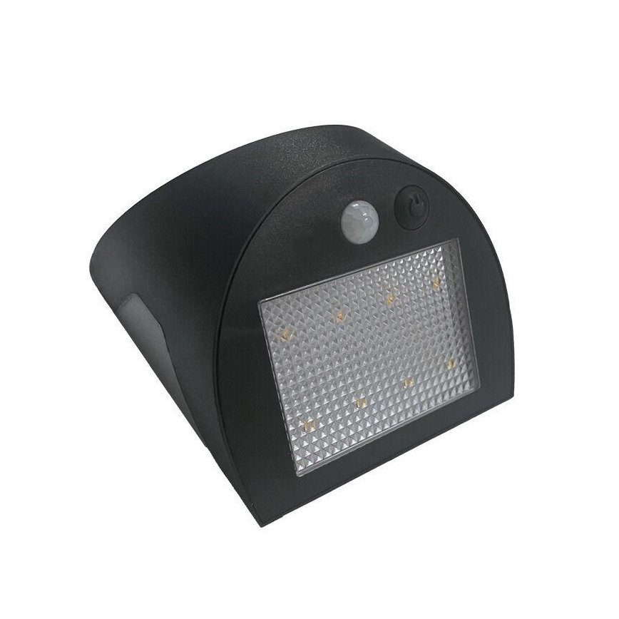 Aurinkokäyttöinen LED-seinävalaisin tunnistimella LED/3W/3,7V 3000/4000K 1200 mAh IP54 musta