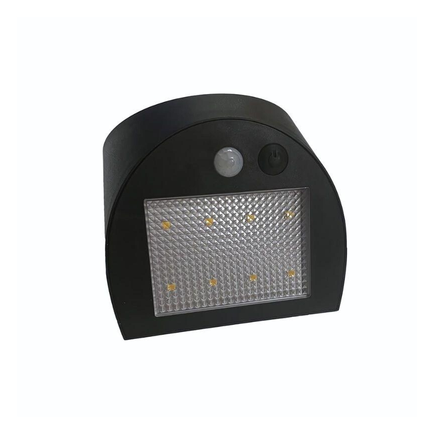 Aurinkokäyttöinen LED-seinävalaisin tunnistimella LED/3W/3,7V 3000/4000K 1200 mAh IP54 musta