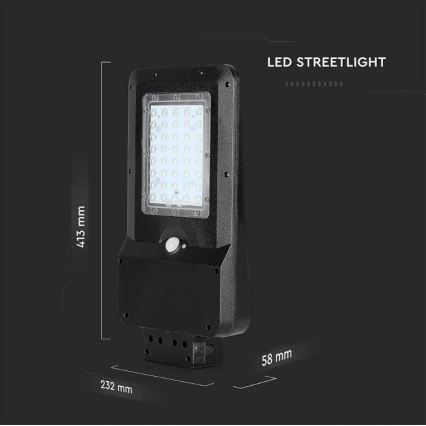 LED aurinkokenno katuvalaisin anturilla LED/15W/7,4V 6000K IP65