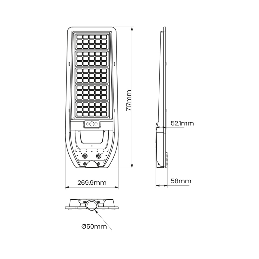 LED aurinkokenno katuvalo VIA 200W/20000 mAh 3,2V 6000K IP54 + kauko-ohjaus