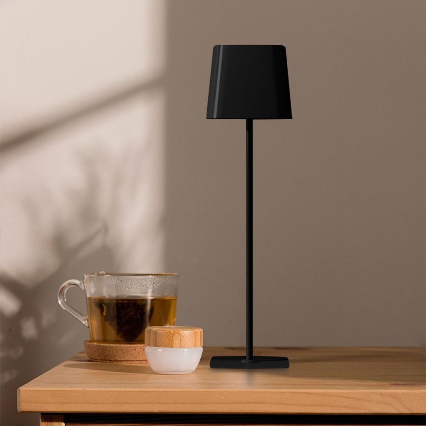 LED Aurinkokenno himmennettävä magneettinen kosketus ladattava pöytävalaisin LED/5W/5V 3000-6000K 3600 mAh IP65 musta
