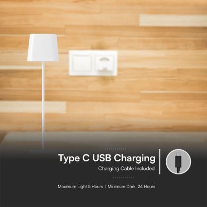 LED Aurinkokenno himmennettävä magneettinen kosketus ladattava pöytävalaisin LED/5W/5V 3000-6000K 3600 mAh IP65 valkoinen
