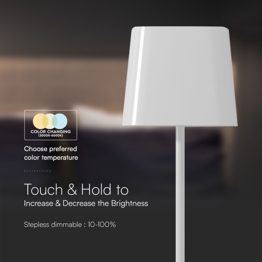LED Aurinkokenno himmennettävä magneettinen kosketus ladattava pöytävalaisin LED/5W/5V 3000-6000K 3600 mAh IP65 valkoinen
