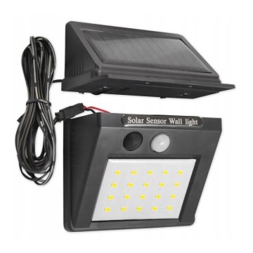 LED aurinkokenno seinävalaisin anturilla ja ulkoisella paneelilla LED/0,55W/3,7V IP65