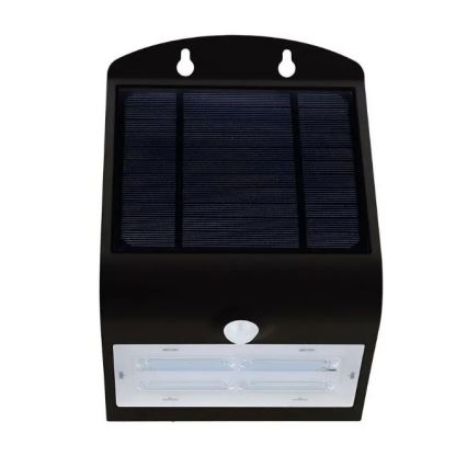 LED aurinkokenno seinävalaisin anturilla LED/3W/3,7V 3000/4000K IP65 musta