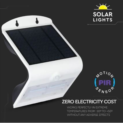 LED aurinkokenno seinävalaisin anturilla LED/3W/3,7V 3000/4000K IP65 valkoinen