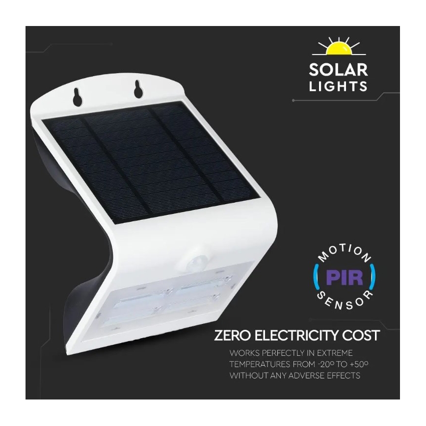 LED aurinkokenno seinävalaisin anturilla LED/3W/3,7V 3000/4000K IP65 valkoinen