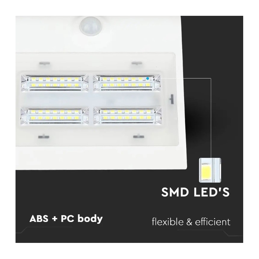 LED aurinkokenno seinävalaisin anturilla LED/3W/3,7V 3000/4000K IP65 valkoinen