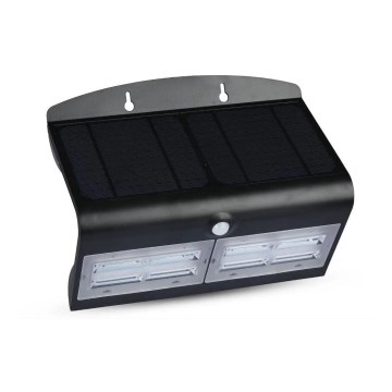 LED aurinkokenno seinävalaisin anturilla LED/7W/3,7V 4000K IP65 musta