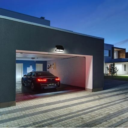 LED aurinkokenno seinävalaisin anturilla LED/7W/3,7V 4000K IP65 musta