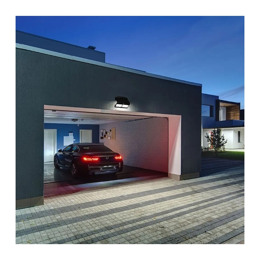 LED aurinkokenno seinävalaisin anturilla LED/7W/3,7V 4000K IP65 musta