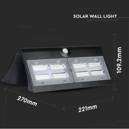 LED aurinkokenno seinävalaisin anturilla LED/7W/3,7V 4000K IP65 musta