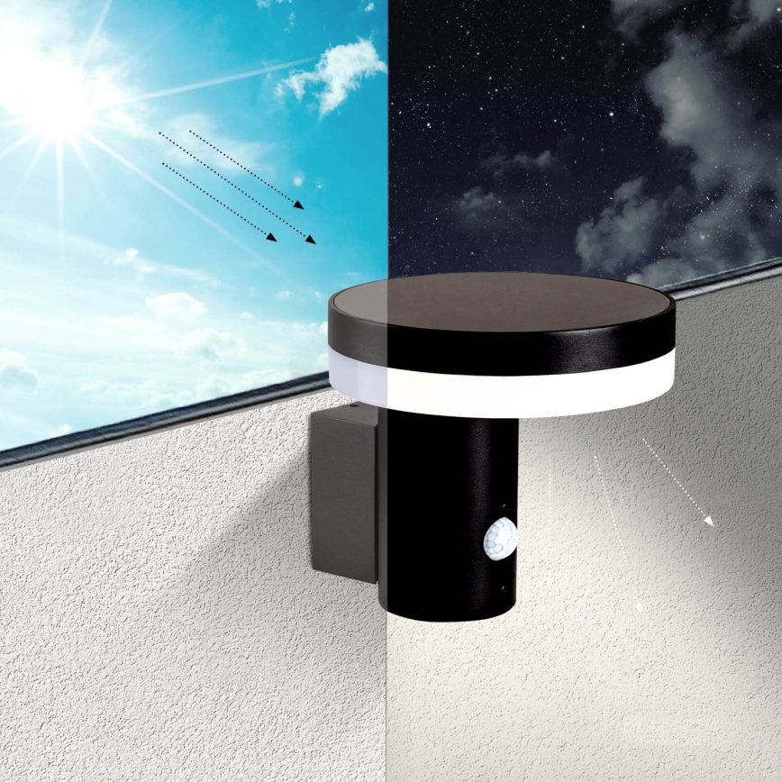 LED-aurinkokenno seinävalaisin anturilla SOLARIS3 LED / 5,5W / 3,7V 4000K IP44
