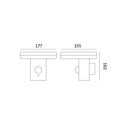 LED-aurinkokenno seinävalaisin anturilla SOLARIS3 LED / 5,5W / 3,7V 4000K IP44