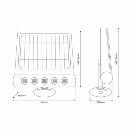 LED Aurinkokenno seinävalaisin sensorilla LED/8W/3,7V 4000 mAh 4000K IP65