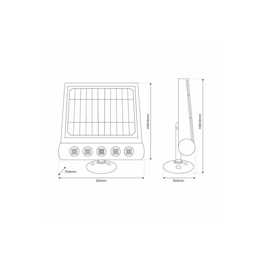 LED Aurinkokenno seinävalaisin sensorilla LED/8W/3,7V 4000 mAh 4000K IP65