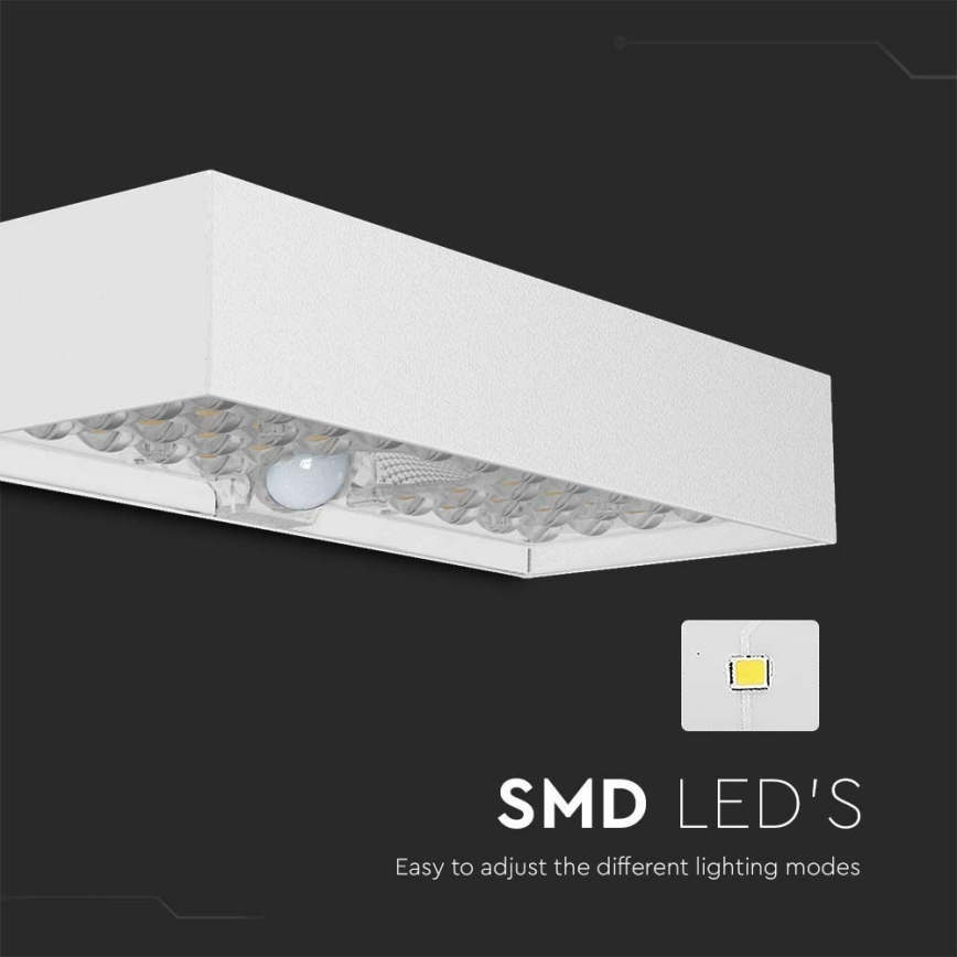 LED aurinkokenno seinävalo anturilla LED/6W/3,7V IP65 4000K valkoinen