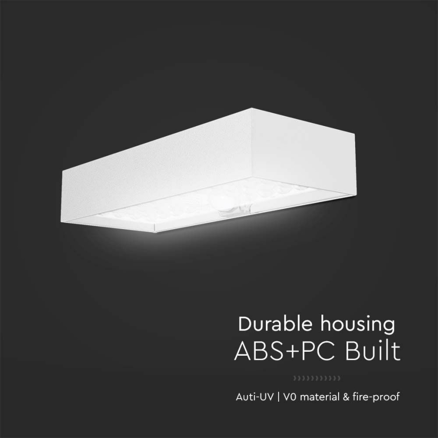 LED aurinkokenno seinävalo anturilla LED/6W/3,7V IP65 4000K valkoinen