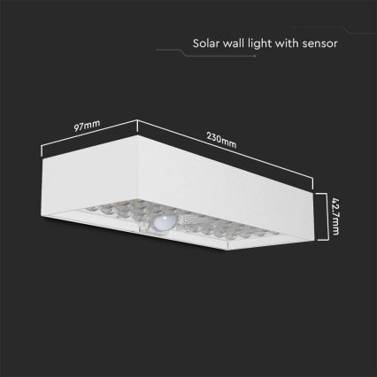LED aurinkokenno seinävalo anturilla LED/6W/3,7V IP65 4000K valkoinen