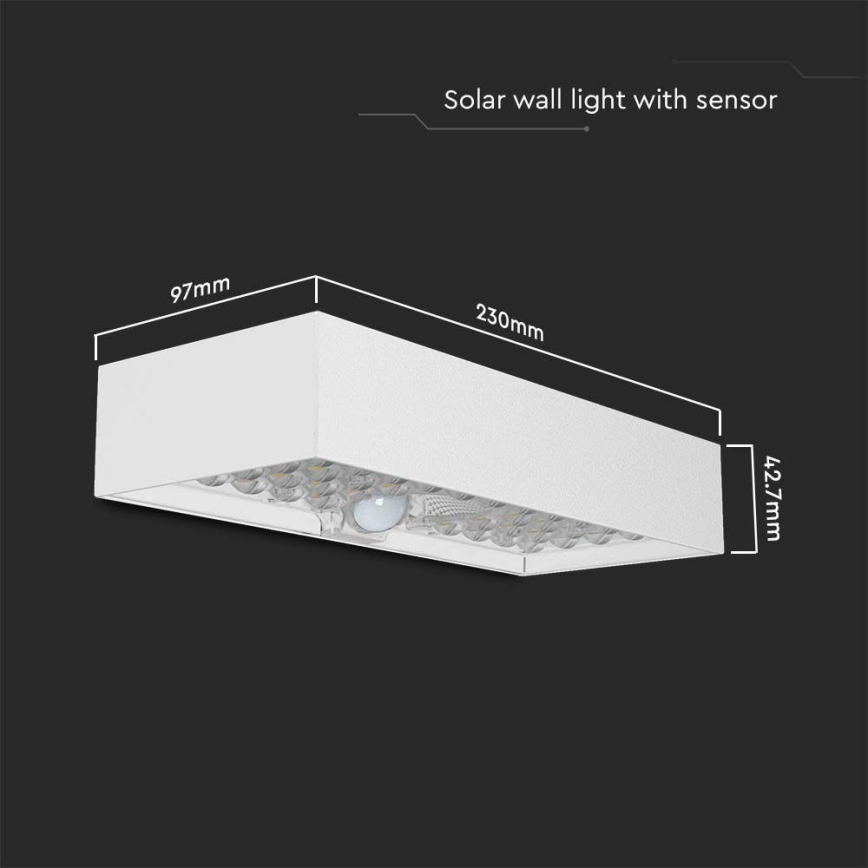 LED aurinkokenno seinävalo anturilla LED/6W/3,7V IP65 4000K valkoinen